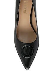 Lotus Black Leather Court Shoes - Image 4 of 4