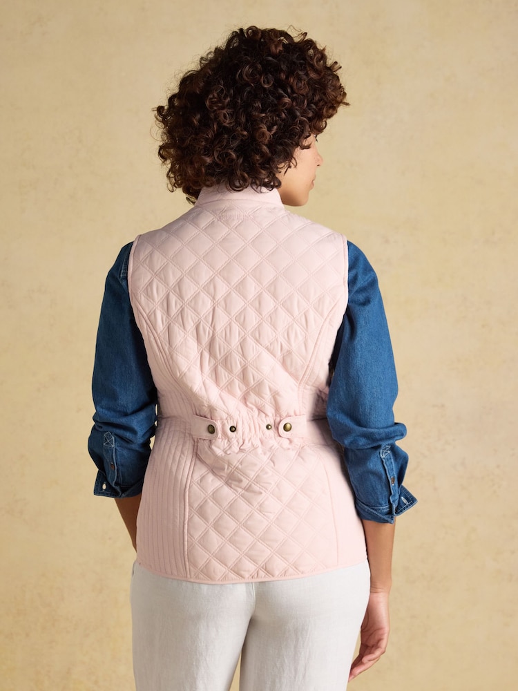 Joules Minx Light Pink Showerproof Diamond Quilted Gilet - Image 2 of 10