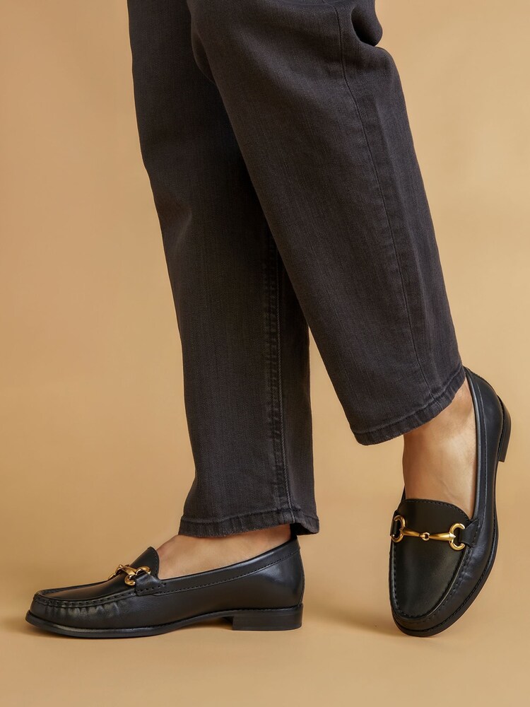 Jones Bootmaker Black Lorella Leather Heeled Loafers - Image 1 of 5 Jones Bootmaker Black Lorella Leather Heeled Loafers - Image 1 of 5