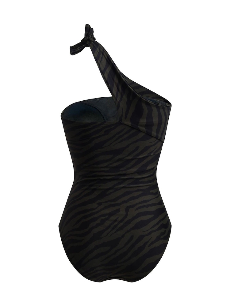 Linzi Green Talum Tie Detail One Shoulder Tummy Control Swimsuit - Image 4 of 4