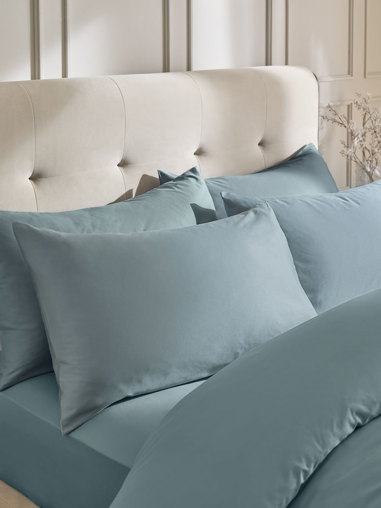 Set of 2 Duck Egg Blue 400 Thread Count Egyptian Cotton Pillowcases - Image 1 of 1