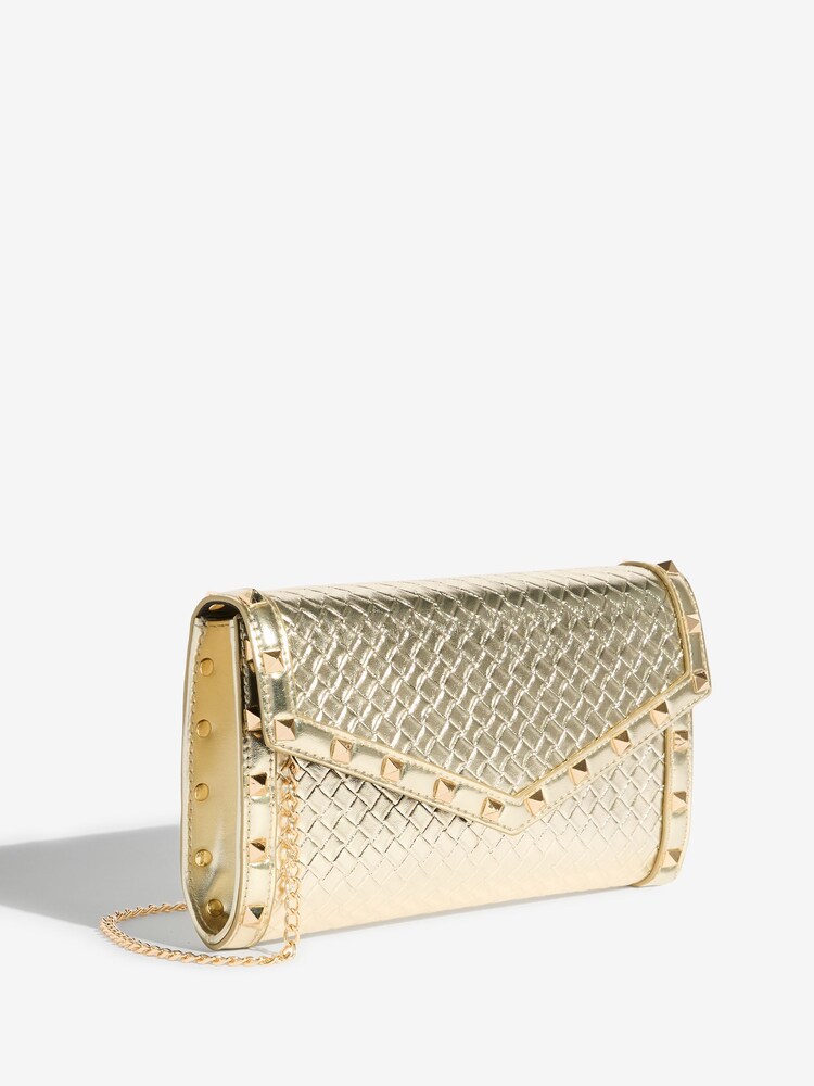 Lipsy Gold Weave Envelope Clutch Bag - Image 2 of 5