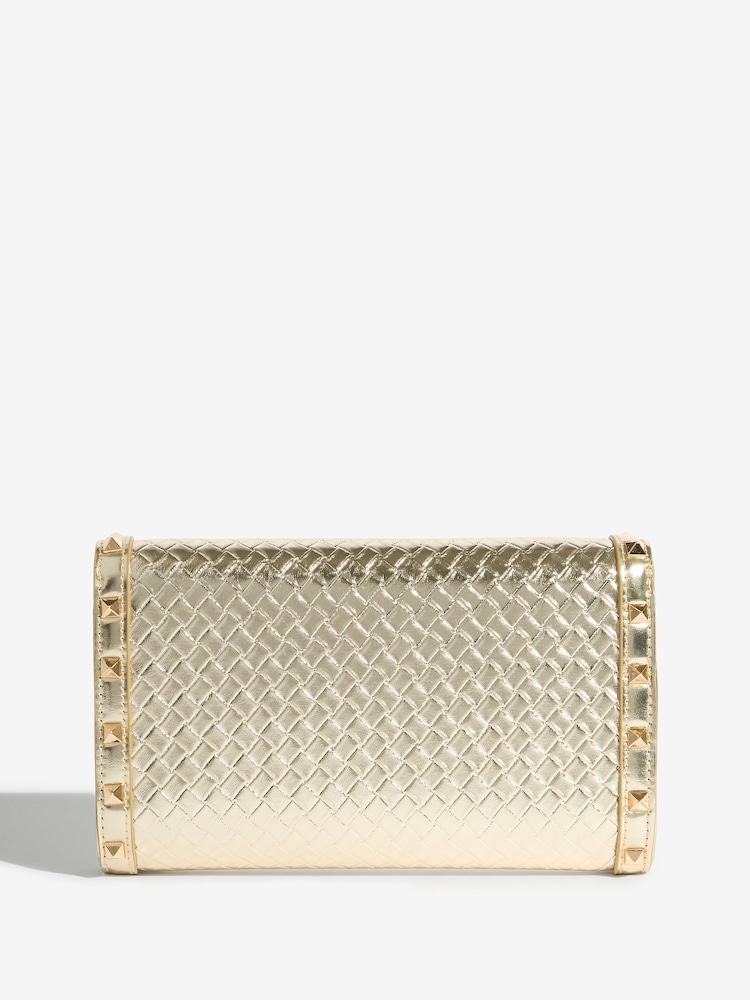 Lipsy Gold Weave Envelope Clutch Bag - Image 5 of 5