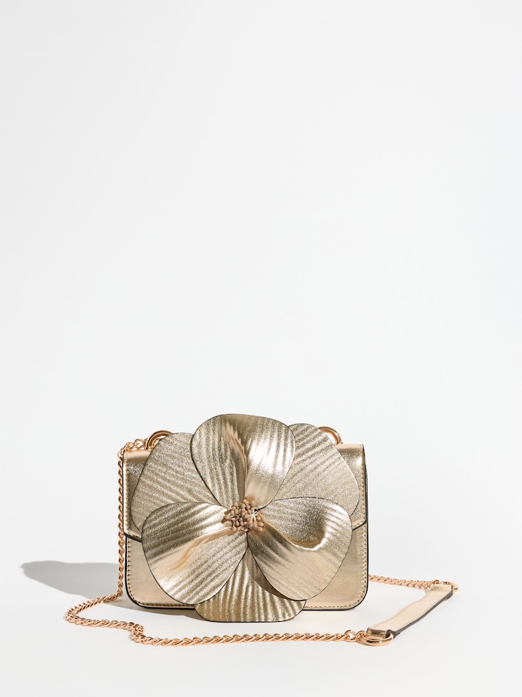 Friends Like These Gold 3D Floral Chain Shoulder Bag - Image 1 of 5