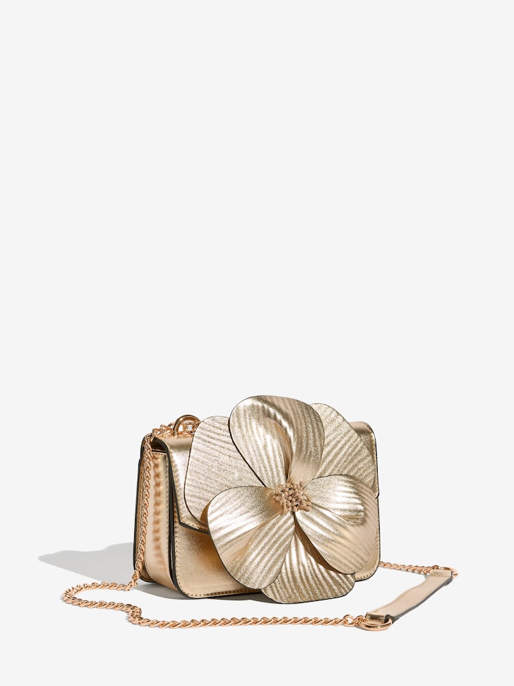 Friends Like These Gold 3D Floral Chain Shoulder Bag - Image 2 of 5
