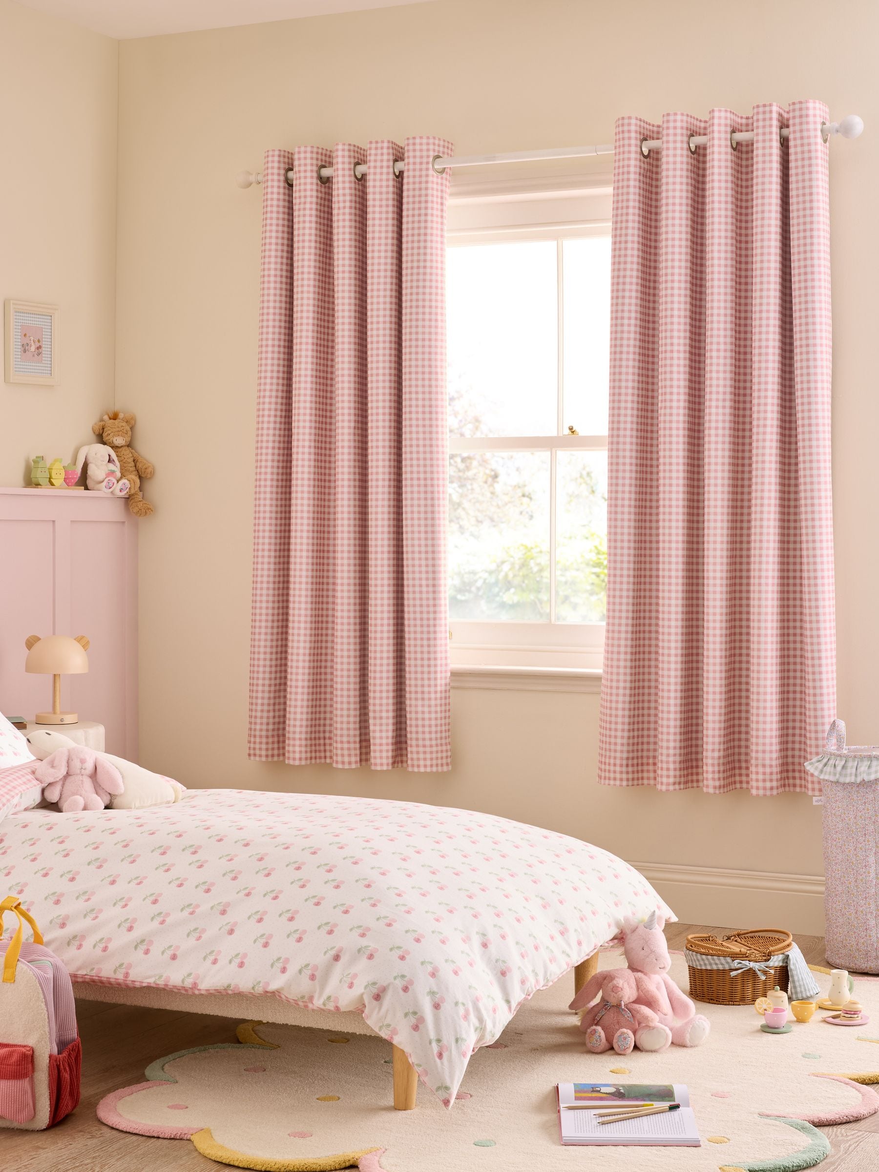 Buy Jojo Maman Bébé Pink Gingham Blackout Lined Curtains from the