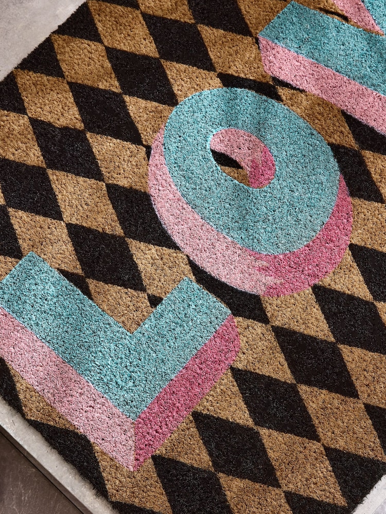 Eleanor Bowmer Love Harlequin Slogan Doormat - Image 2 of 4