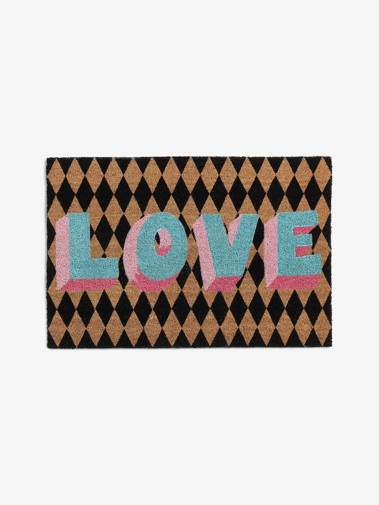 Eleanor Bowmer Love Harlequin Slogan Doormat - Image 4 of 4