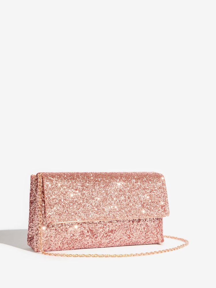 Friends Like These Rose Gold Glitter Small Foldover Clutch Bag - Image 2 of 5