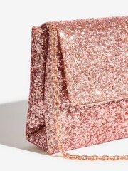 Friends Like These Rose Gold Glitter Small Foldover Clutch Bag - Image 4 of 5