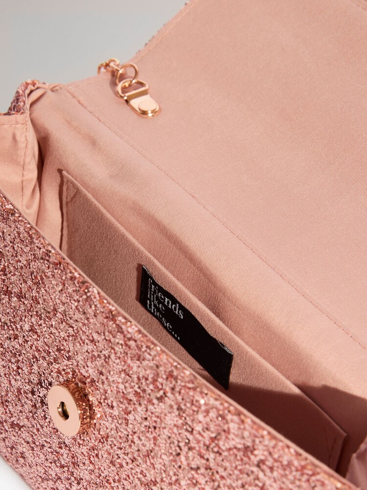 Friends Like These Rose Gold Glitter Small Foldover Clutch Bag - Image 5 of 5