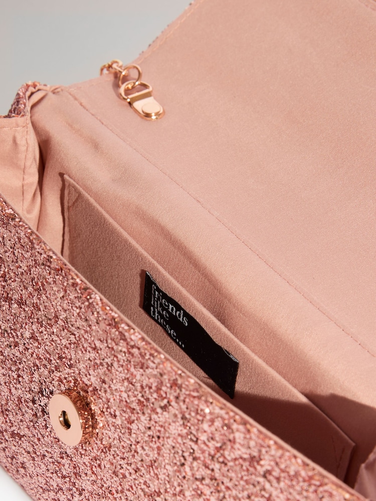 Friends Like These Rose Gold Glitter Small Foldover Clutch Bag - Image 7 of 7