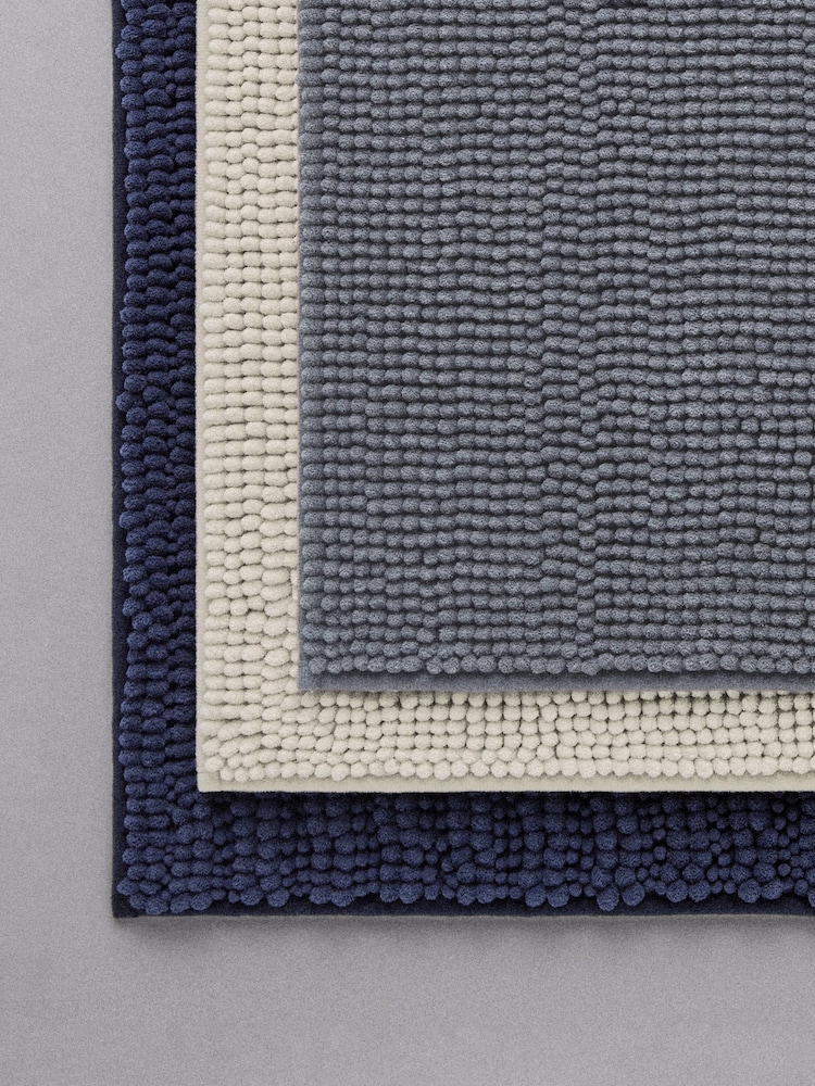 The Set 3 Pack Navy/White Textured Bobble Bath Mats - Image 1 of 6 The Set 3 Pack Navy/White Textured Bobble Bath Mats - Image 1 of 6