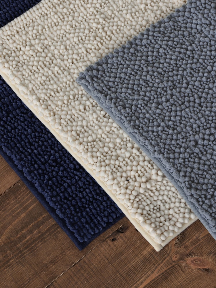 The Set 3 Pack Navy/White Textured Bobble Bath Mats - Image 2 of 6 The Set 3 Pack Navy/White Textured Bobble Bath Mats - Image 2 of 6