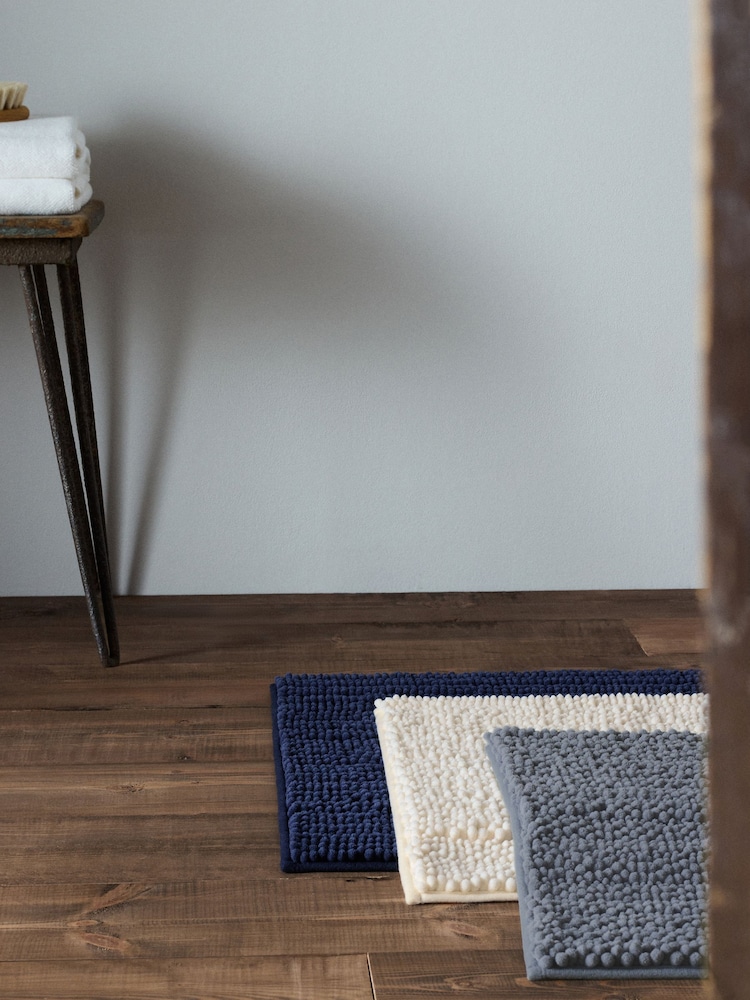 The Set 3 Pack Navy/White Textured Bobble Bath Mats - Image 6 of 6 The Set 3 Pack Navy/White Textured Bobble Bath Mats - Image 6 of 6