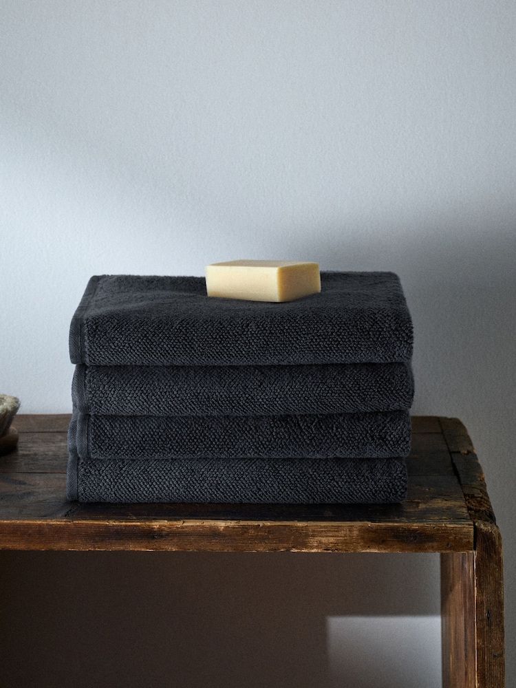 The Set Charcoal Grey Set of 4 Popcorn Texture Towels - Image 1 of 4