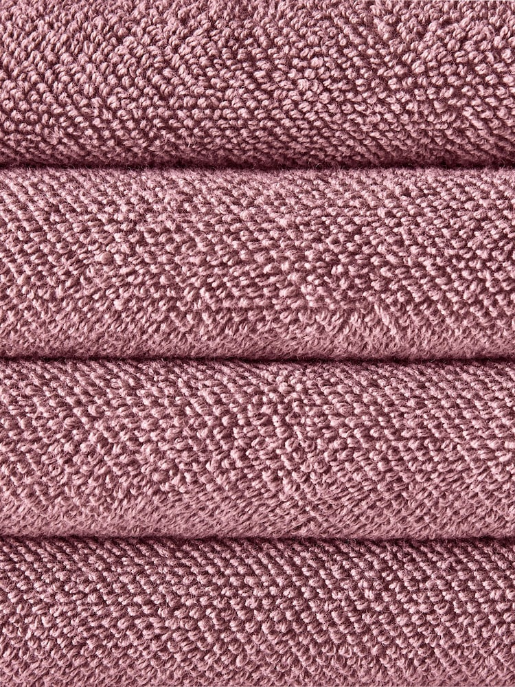 The Set 4 Pack Pink Popcorn Textured 100% Cotton Hand Towels - Image 6 of 6