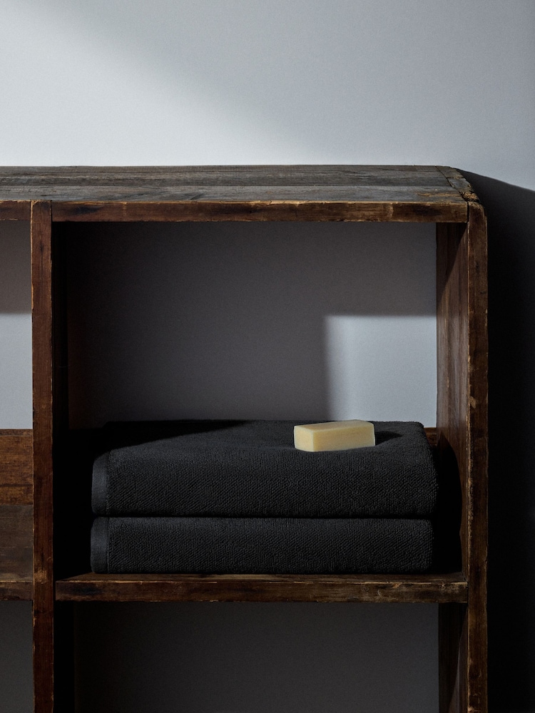 The Set Charcoal Grey Set of 2 Popcorn Texture Towels - Image 1 of 6