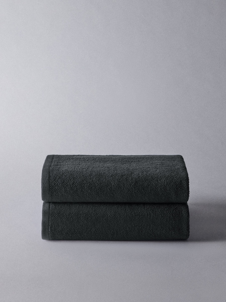 The Set 2 Pack Charcoal Grey Texture 100% Cotton Bath Towels - Image 5 of 5 The Set 2 Pack Charcoal Grey Texture 100% Cotton Bath Towels - Image 5 of 5