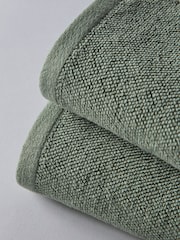 The Set 2 Pack Sage Green Popcorn Textured 100% Cotton Bath Towels - Image 9 of 9