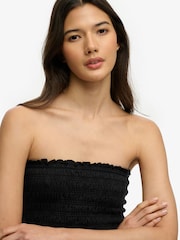 Superdry Black Smocked Jersey Bandeau Top - Image 4 of 7