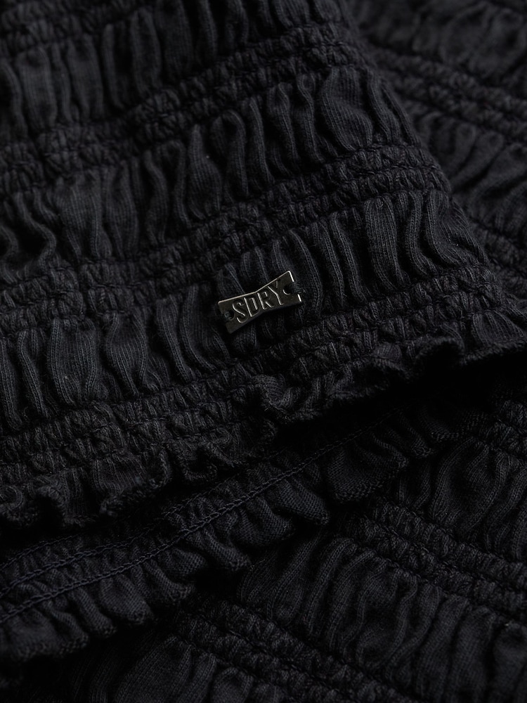 Superdry Black Smocked Jersey Bandeau Top - Image 7 of 7