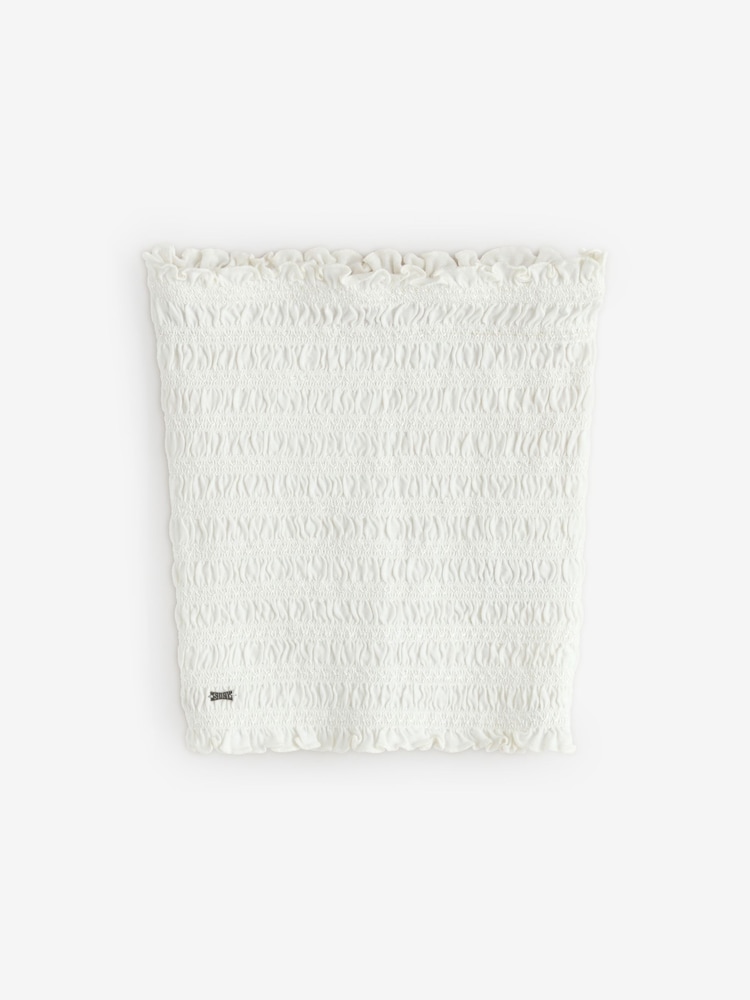 Superdry White Smocked Jersey Bandeau Top - Image 1 of 1