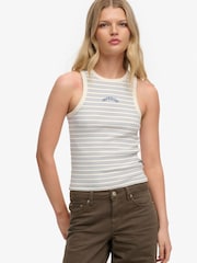 Superdry Cream/Navy Ecru Stripe Racer Vest Top - Image 1 of 7
