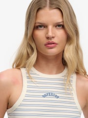 Superdry Cream/Navy Ecru Stripe Racer Vest Top - Image 4 of 7