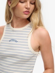 Superdry Cream/Navy Ecru Stripe Racer Vest Top - Image 5 of 7