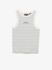 Superdry Cream/Navy Ecru Stripe Racer Vest Top - Image 6 of 7