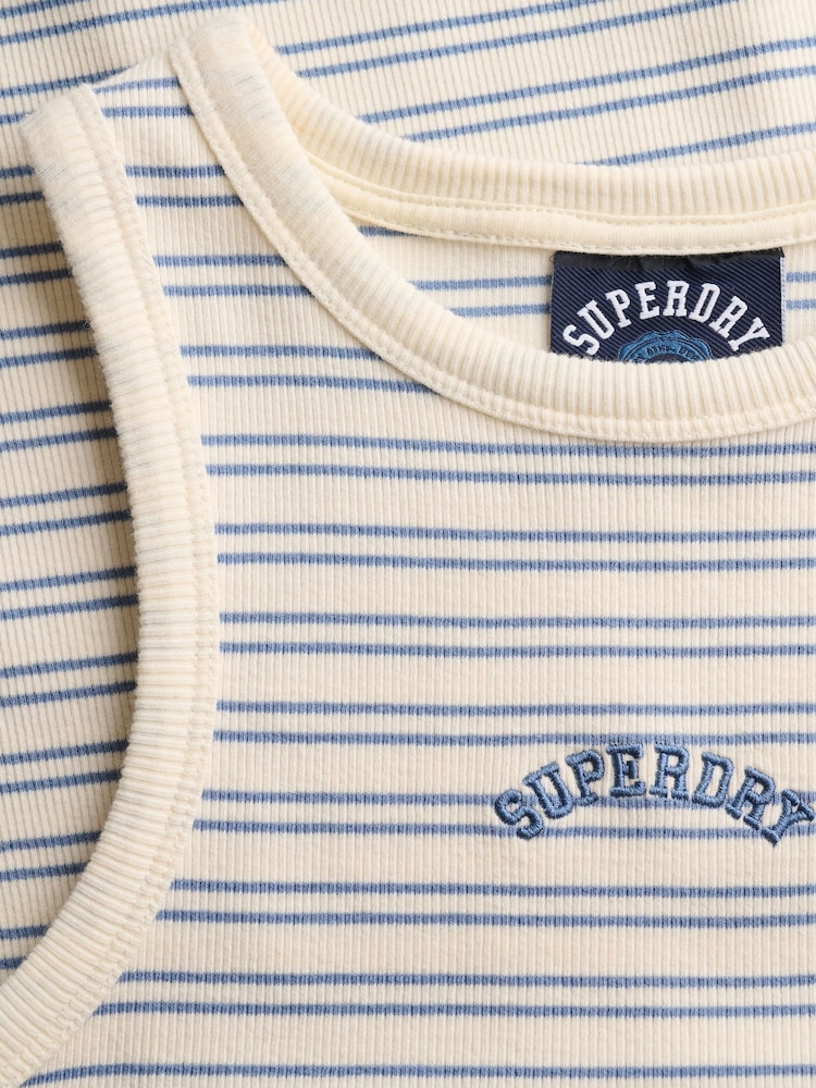 Superdry Cream/Navy Ecru Stripe Racer Vest Top - Image 7 of 7 Superdry Cream/Navy Ecru Stripe Racer Vest Top - Image 7 of 7