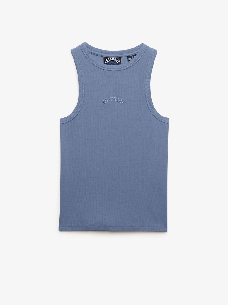Superdry Blue Essential Logo Racer Vest - Image 1 of 2