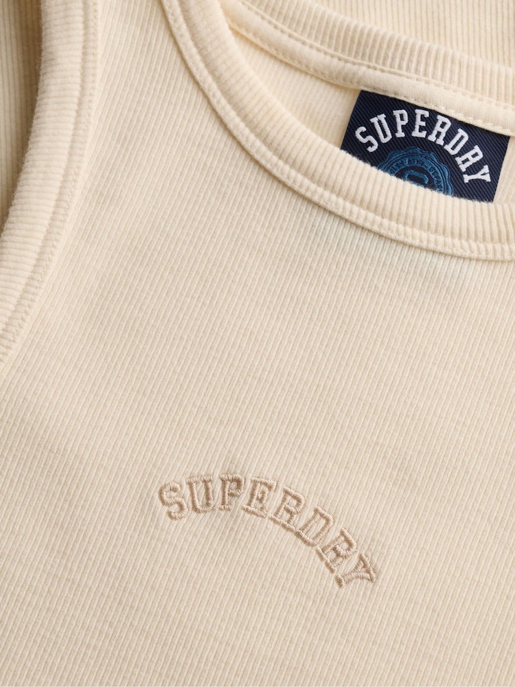 Creme - Superdry Essential Logo Racer Trägertop - Bild 7 von 7