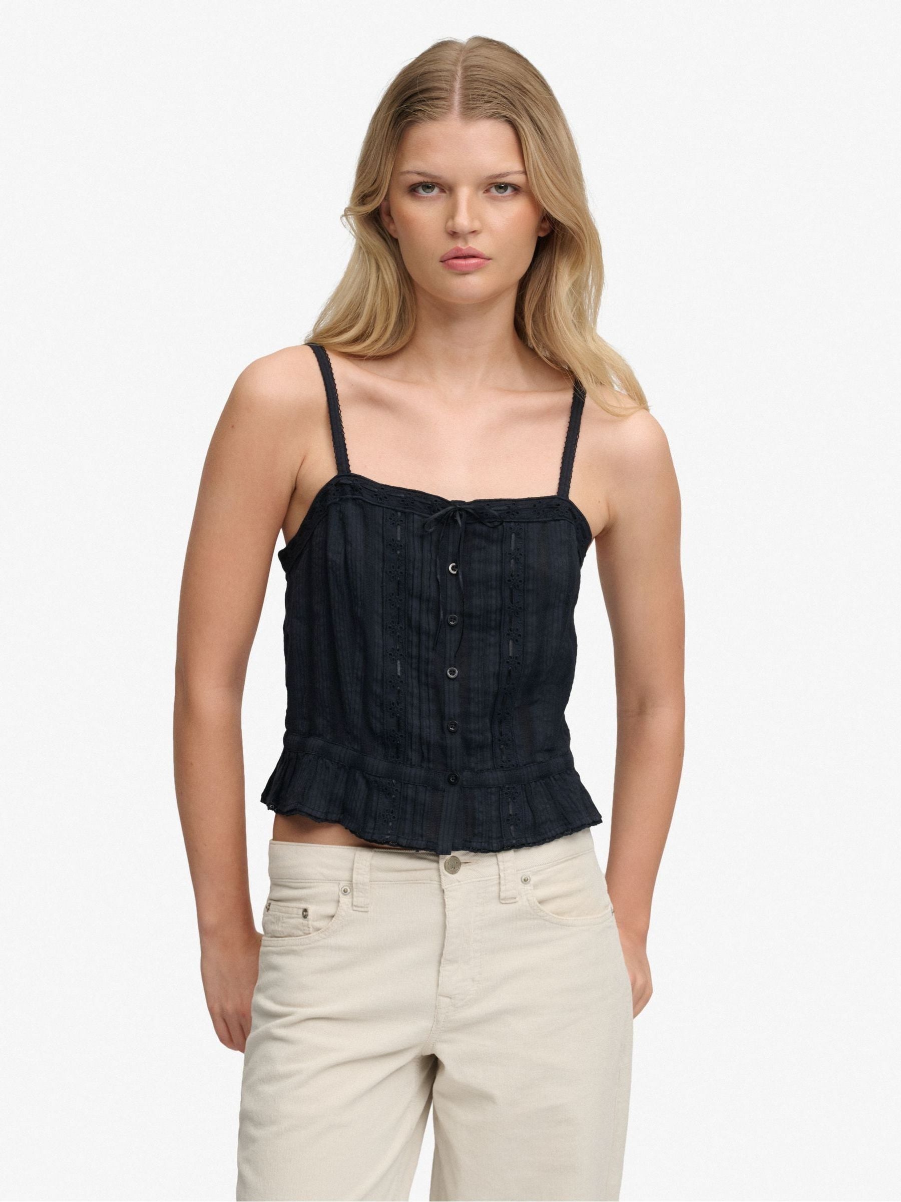 Buy Superdry Navy Lace Cami Top from Next Romania