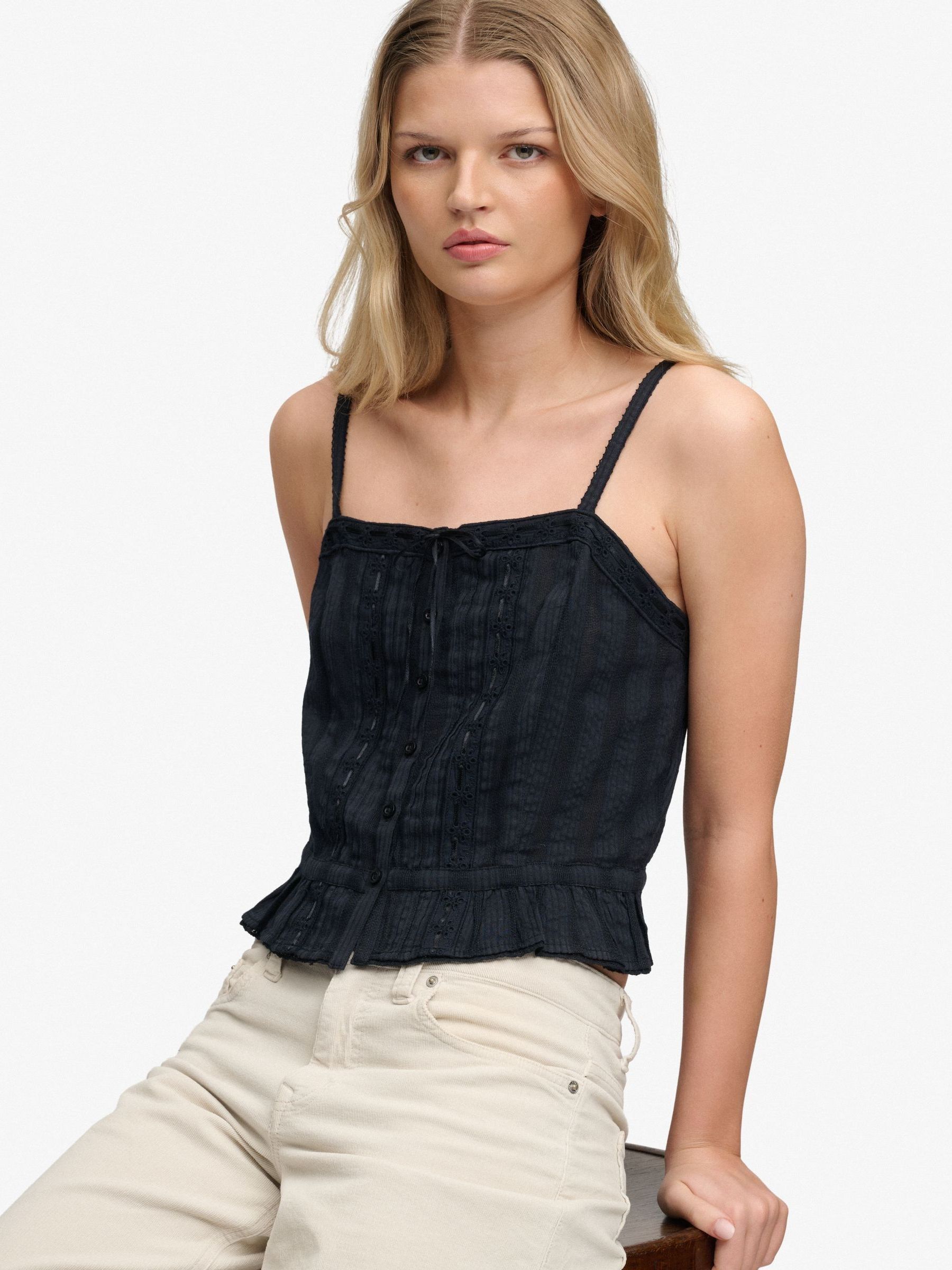 Buy Superdry Navy Lace Cami Top from Next Romania