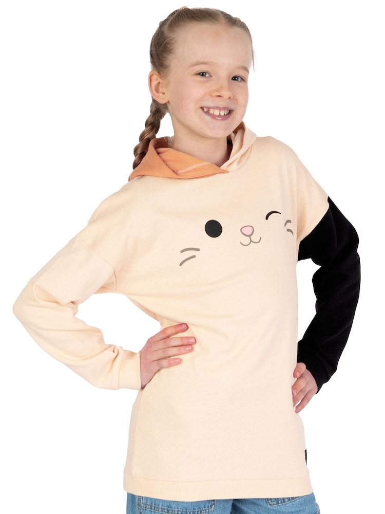 Character Cream Squishmallows Cam The Cat Longline Hoodie 3D Ears - Image 12 of 12