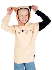 Character Cream Squishmallows Cam The Cat Longline Hoodie 3D Ears - Image 7 of 12