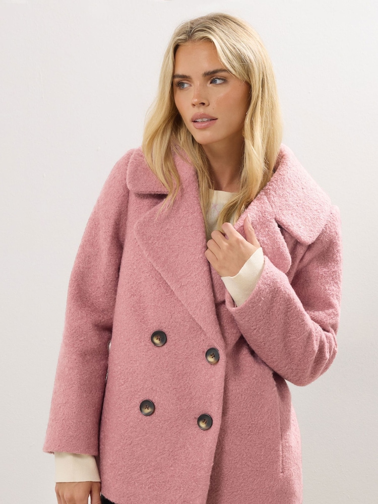 M&Co Pink Petite Boucle Peacoat - Image 1 of 5 M&Co Pink Petite Boucle Peacoat - Image 1 of 5