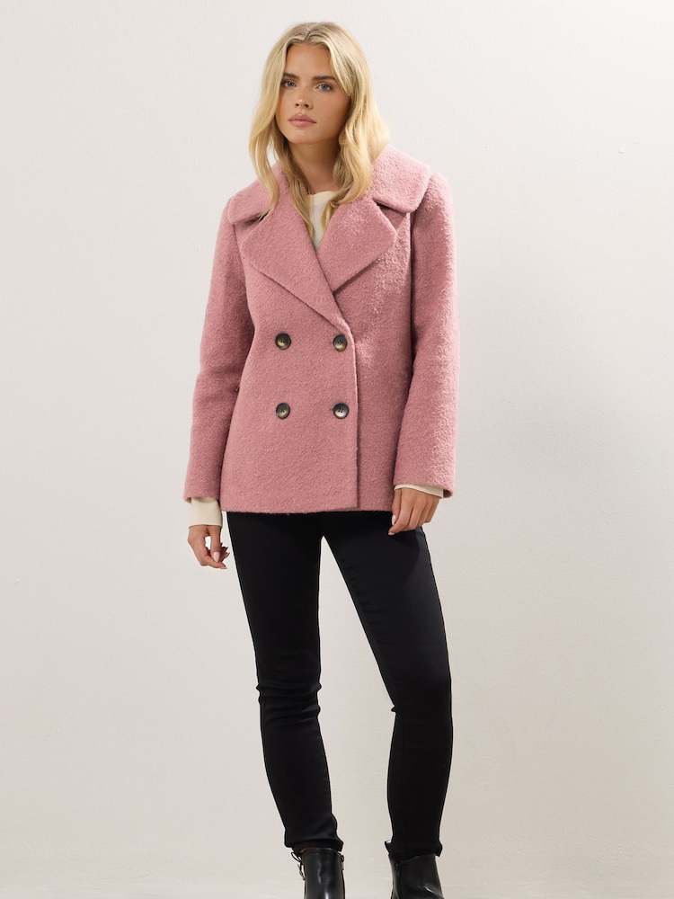 M&Co Pink Petite Boucle Peacoat - Image 2 of 5 M&Co Pink Petite Boucle Peacoat - Image 2 of 5