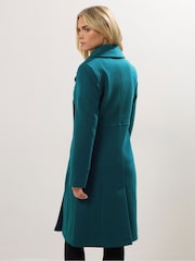 M&Co Green Petite Double Breasted Mid Length Coat - Image 3 of 5