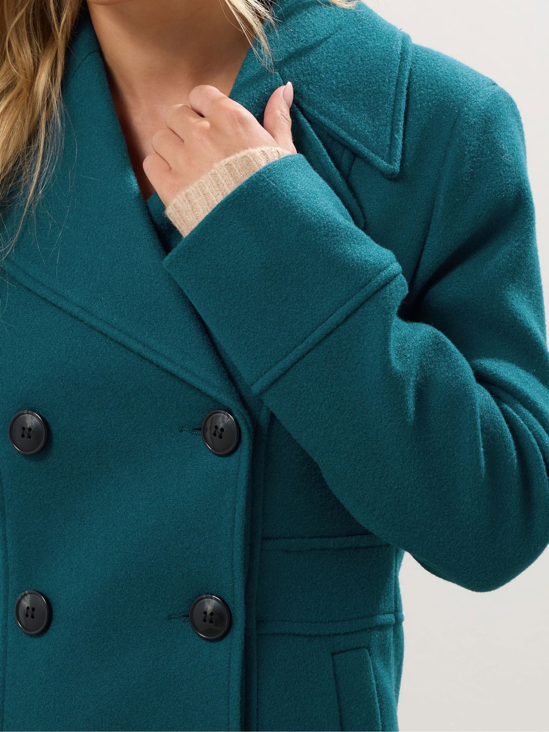 Buy M&Co Green Petite Double Breasted Mid Length Coat from the