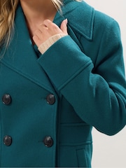 M&Co Green Petite Double Breasted Mid Length Coat - Image 4 of 5