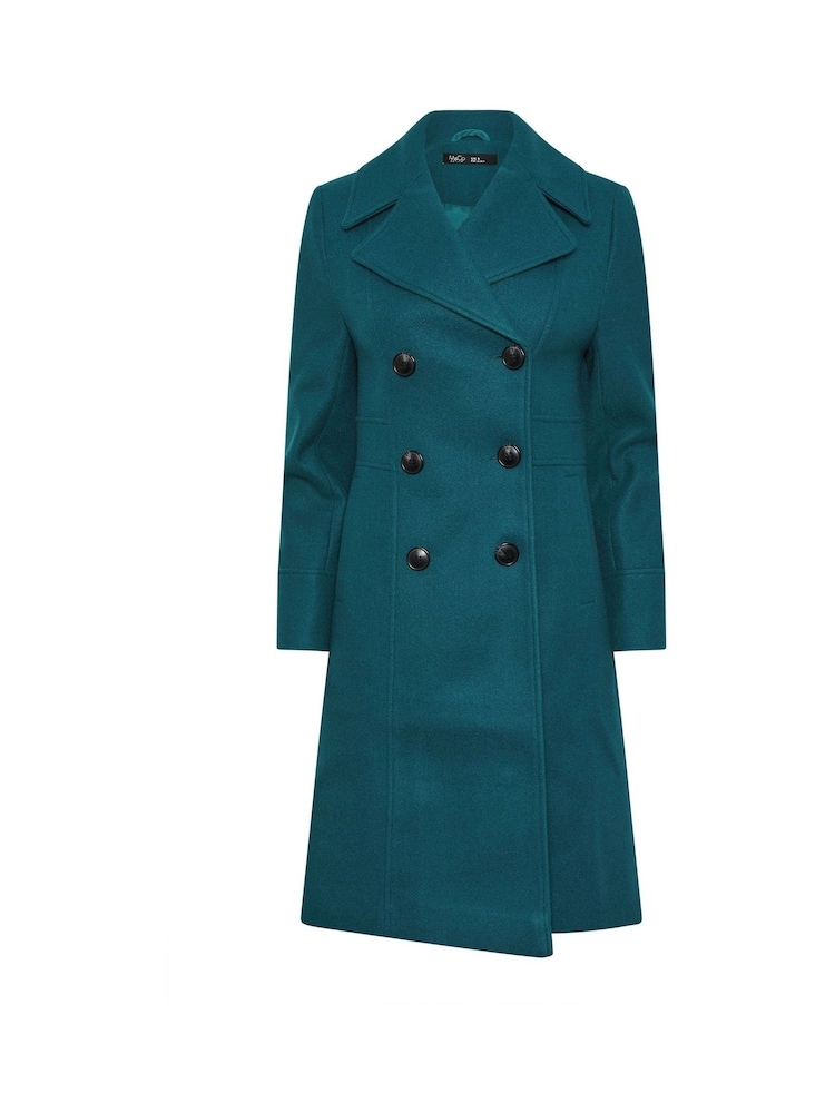 M&Co Green Petite Double Breasted Mid Length Coat - Image 5 of 5