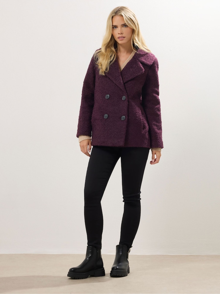 M&Co Red Petite Boucle Peacoat - Image 2 of 5 M&Co Red Petite Boucle Peacoat - Image 2 of 5