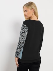 M&Co Black Petite Animal Colourblock Top - Image 3 of 5
