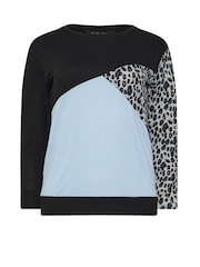 M&Co Black Petite Animal Colourblock Top - Image 5 of 5