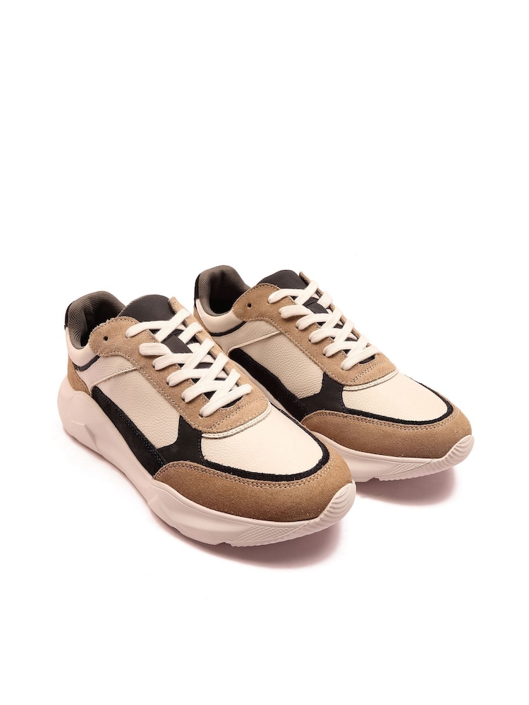 Off The Hook White Roxy Casual Lace-Up Leather Trainers - Image 1 of 6