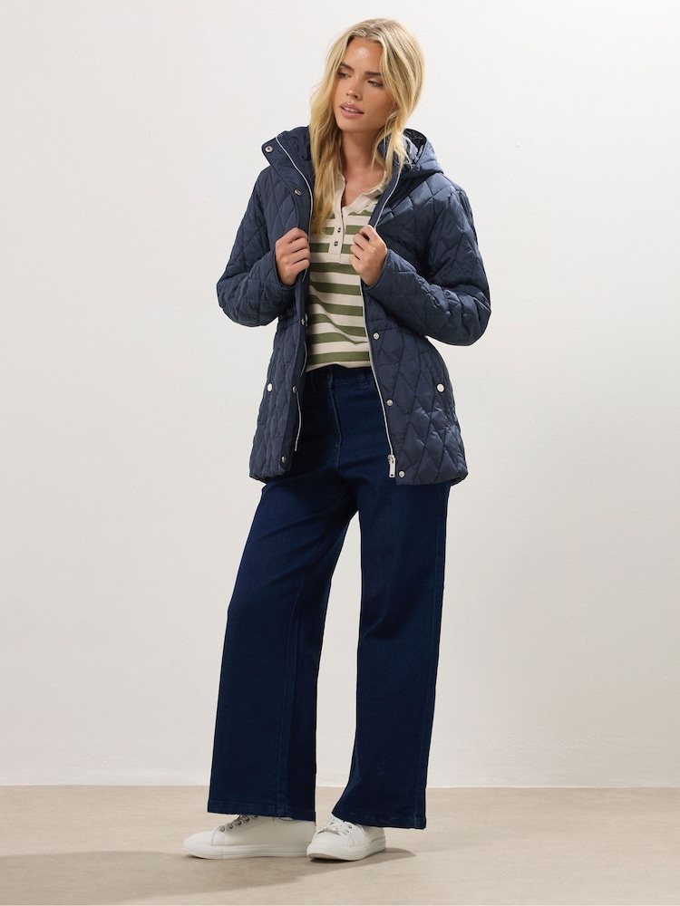 M&Co Blue Petite Short Diamond Quilted Jacket - Image 2 of 5