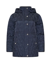 M&Co Blue Petite Short Diamond Quilted Jacket - Image 5 of 5